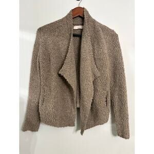 LOFT Italian Yarn Taupe Teddy Open-Front Cardigan – Women’s Petite Small (SP)